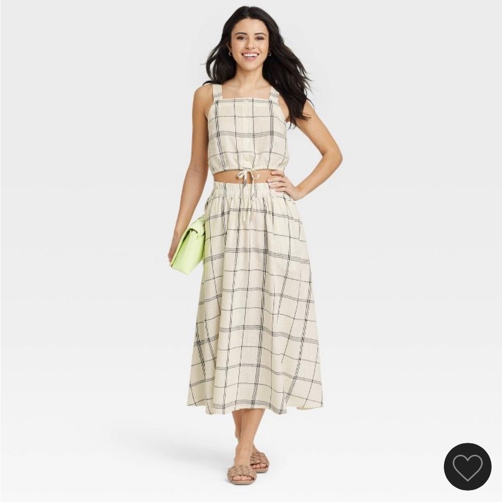 Windowpane A-Line Skirt